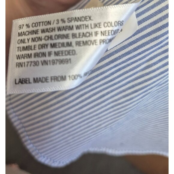 Goodfellow‎ & Co Long Sleeve Blue & White Striped Standard Fit Dress Shirt S - Picture 9 of 9